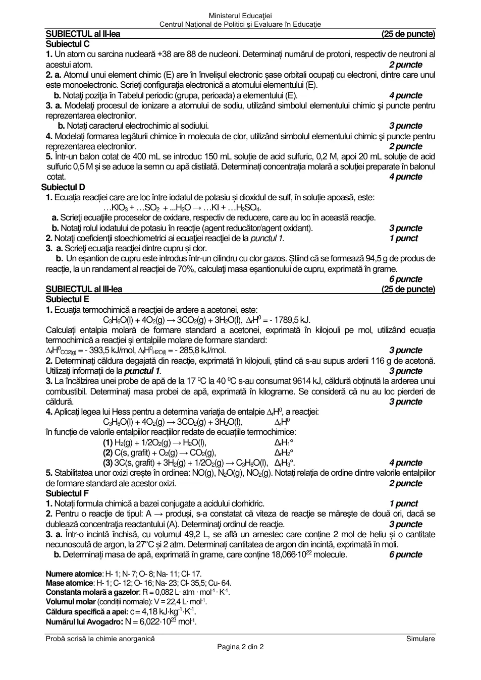 Pagina oficială 2, inclusiv formulele de structură, ecuațiile și tabelele tipărite.