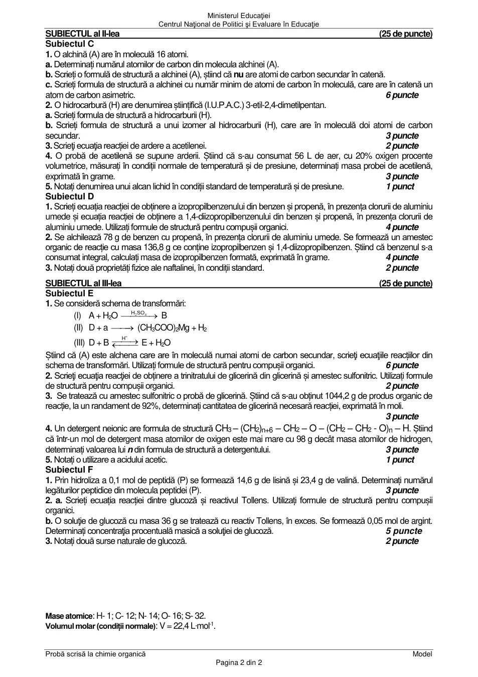 Pagina oficială 2, inclusiv formulele de structură, ecuațiile și tabelele tipărite.