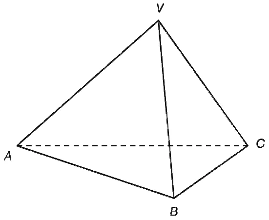 Figura 1: tetraedrul regulat VABC.