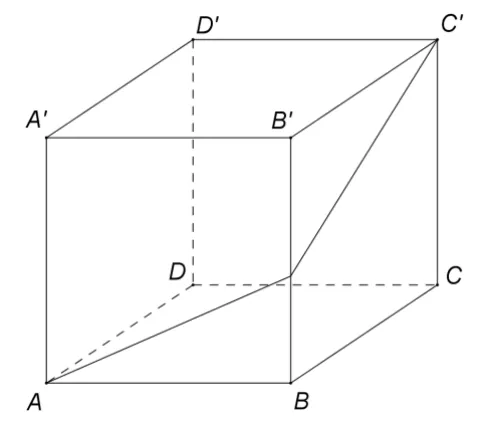 Figura 3: paralelipipedul dreptunghic ABCDA'B'C'D' cu un traseu trasat pe fețele laterale de la A la C'.