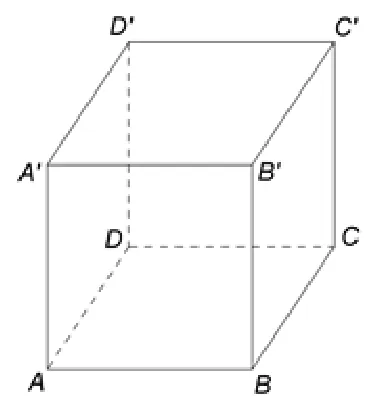 Figura 1: cubul ABCDA'B'C'D', cu muchiile ascunse punctate.