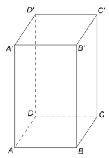 Figura 1: paralelipiped dreptunghic ABCDA'B'C'D', cu muchia AD în baza ABCD și muchia BB' perpendiculară pe bază.