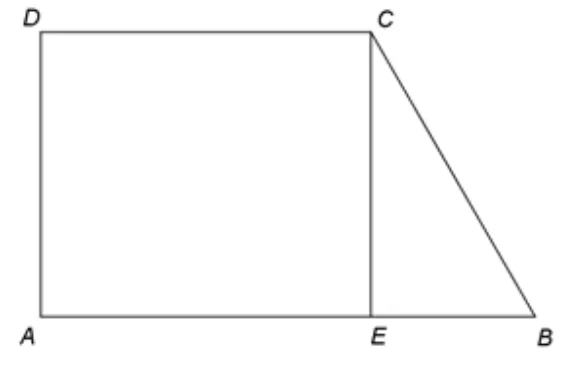 Figura 2: trapezul dreptunghic ABCD, cu E pe AB și CE perpendiculară pe bază.