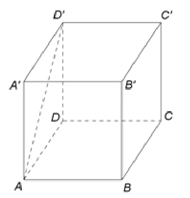 Figura 1: cubul ABCDA'B'C'D' cu diagonala de față AD' trasată.
