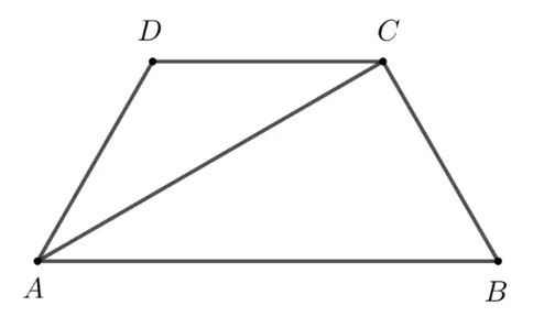 Trapezul isoscel ABCD cu diagonala AC perpendiculară pe latura BC.