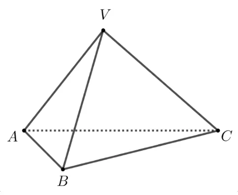Tetraedrul regulat VABC cu vârful V sus.