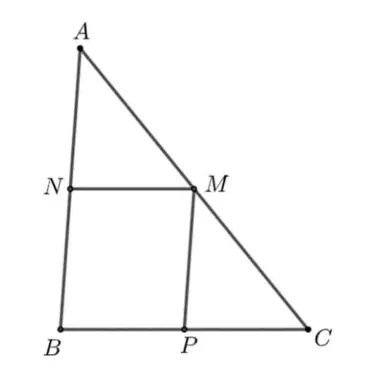 Triunghiul ABC; M pe AC, N pe AB cu MN paralel cu BC, P pe BC cu MP paralel cu AB; patrulaterul NBPM este un paralelogram.